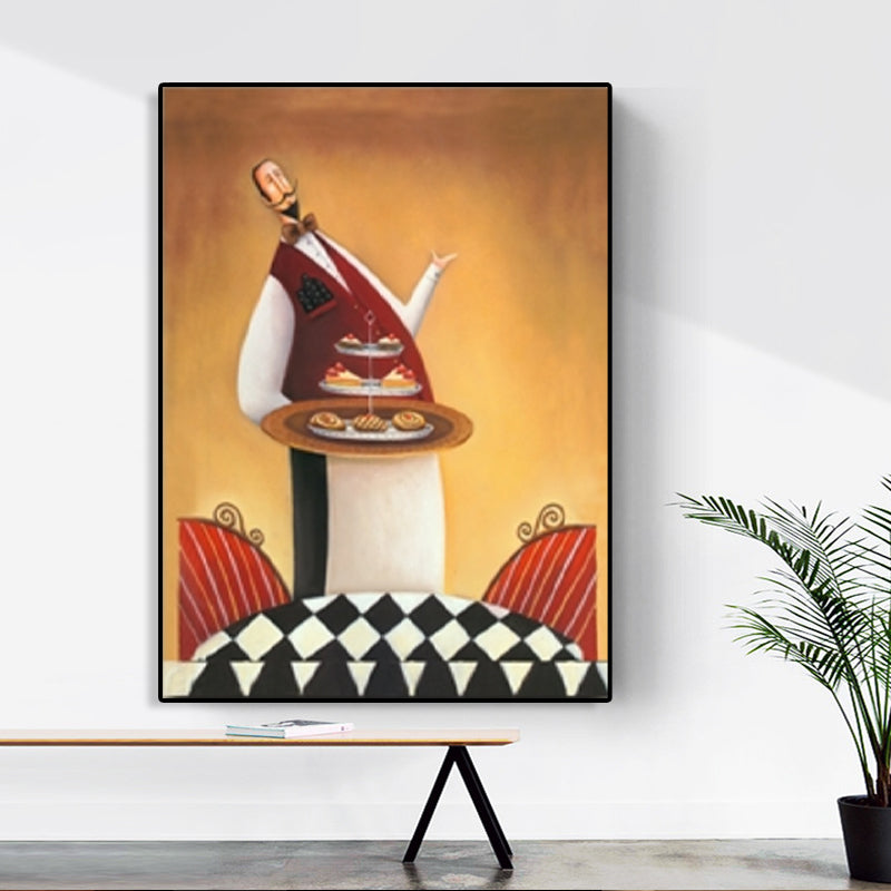 Avelena | Abstrakter Expressionismus Männlicher Koch Leinwand Pastellfarbe Texturiertes Kunstwerk für Esszimmer