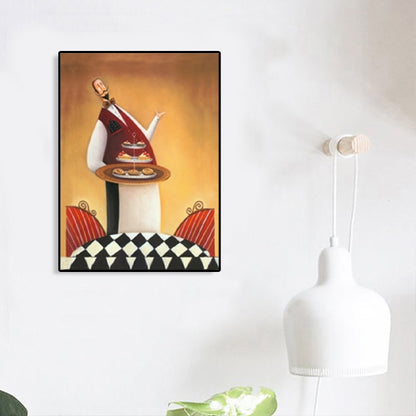 Avelena | Abstrakter Expressionismus Männlicher Koch Leinwand Pastellfarbe Texturiertes Kunstwerk für Esszimmer