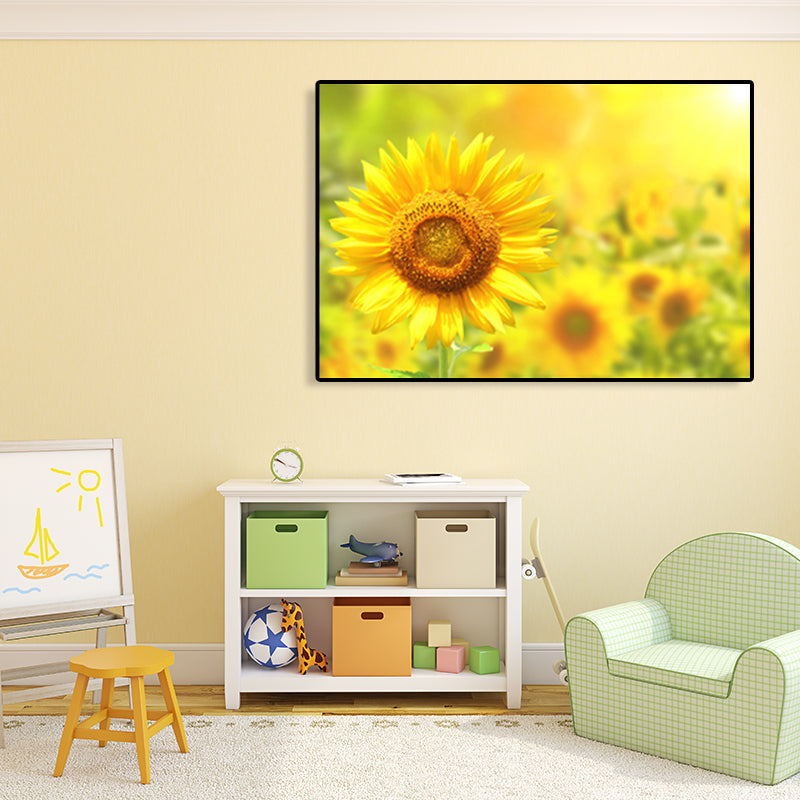 Avelena | Moderne Fotografien Sonnenblumen Kunst Druck Helle Texturierte Wanddekoration für Das Kinderzimmer