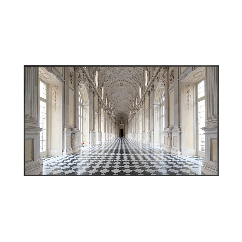 Avelena | Grand Hall Gebäude Ansicht Malerei Braun Zeitgenössische Wandkunst Druck für Esszimmer