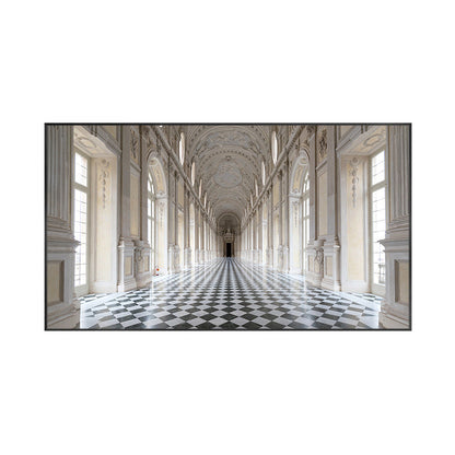 Avelena | Grand Hall Gebäude Ansicht Malerei Braun Zeitgenössische Wandkunst Druck für Esszimmer