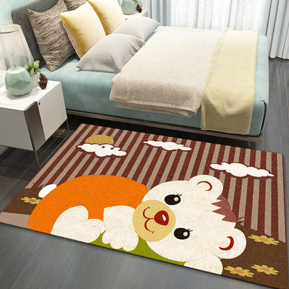 Avelena | Stylischer Multicolor Kinderteppich Polyester Tier- und Streifenmuster Teppich Waschbar Haustierfreundlicher Rutschfester Teppich für das Kinderzimmer