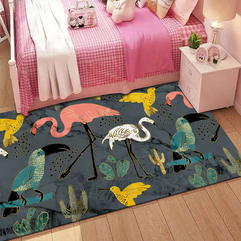 Avelena | Stylischer Multicolor Kinderteppich Polyester Tier- und Streifenmuster Teppich Waschbar Haustierfreundlicher Rutschfester Teppich für das Kinderzimmer