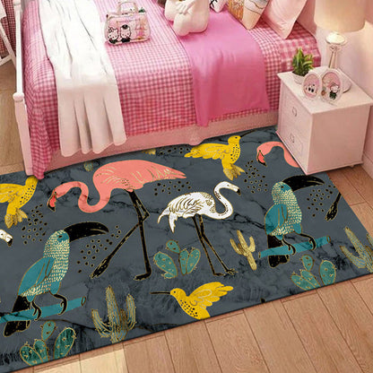 Avelena | Stylischer Multicolor Kinderteppich Polyester Tier- und Streifenmuster Teppich Waschbar Haustierfreundlicher Rutschfester Teppich für das Kinderzimmer