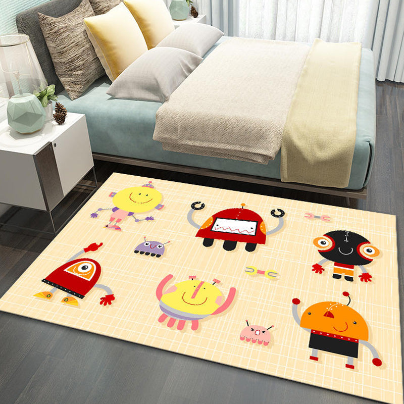 Avelena | Stylischer Multicolor Kinderteppich Polyester Tier- und Streifenmuster Teppich Waschbar Haustierfreundlicher Rutschfester Teppich für das Kinderzimmer