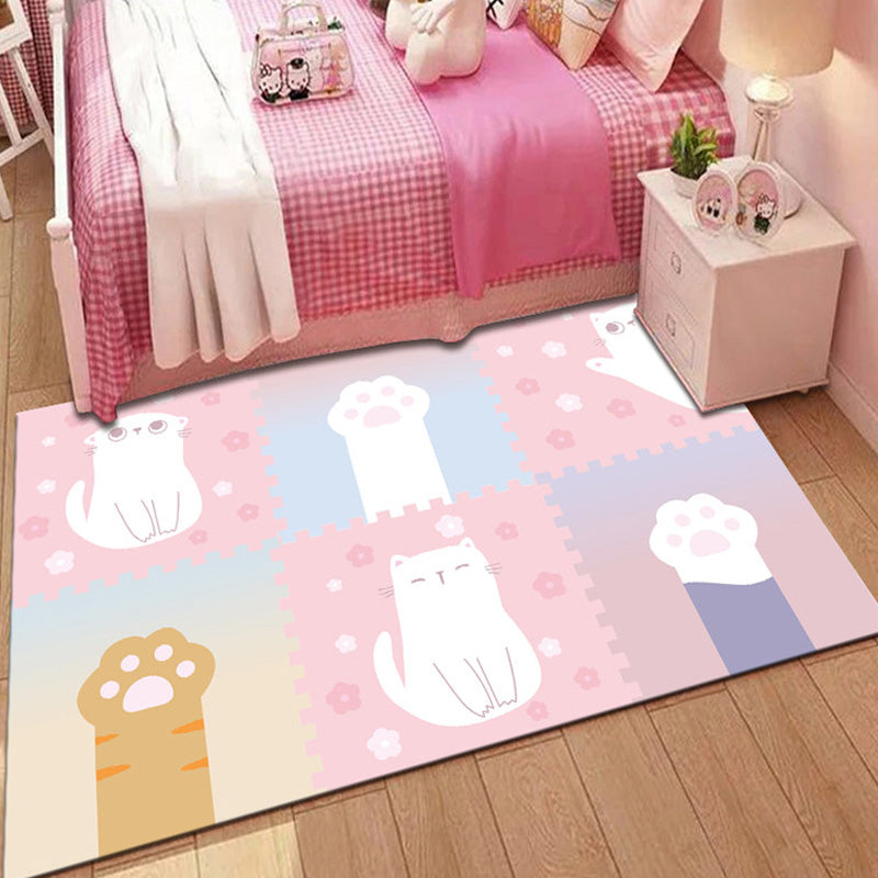 Avelena | Stylischer Multicolor Kinderteppich Polyester Tier- und Streifenmuster Teppich Waschbar Haustierfreundlicher Rutschfester Teppich für das Kinderzimmer