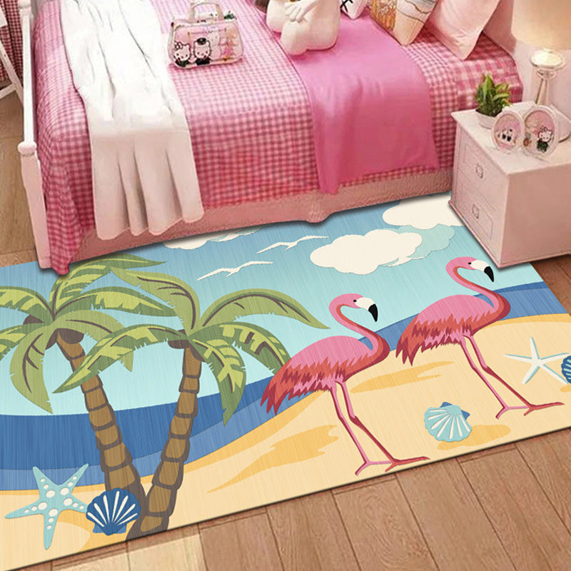 Avelena | Stylischer Multicolor Kinderteppich Polyester Tier- und Streifenmuster Teppich Waschbar Haustierfreundlicher Rutschfester Teppich für das Kinderzimmer
