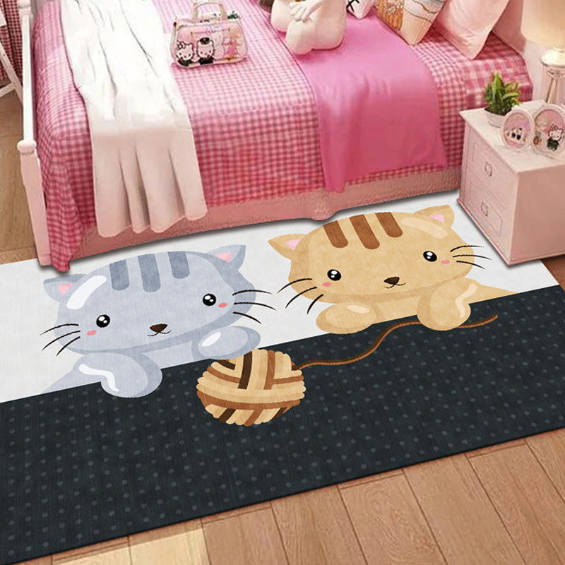 Avelena | Stylischer Multicolor Kinderteppich Polyester Tier- und Streifenmuster Teppich Waschbar Haustierfreundlicher Rutschfester Teppich für das Kinderzimmer