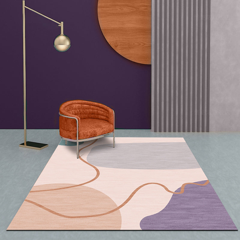 Avelena | Modernist Farbblock Teppich Pink Polyester Teppich Rutschfeste Rückseite Waschbar Haustierfreundlicher Teppich für Zuhause