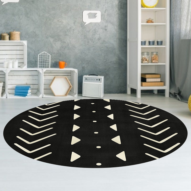 Avelena | Modernist geometrisches Musterteppich mit Streifen Schwarz und Gelb Polyester Teppich rutschfeste Rückseite waschbar haustierfreundlicher Teppich für Schlafzimmer