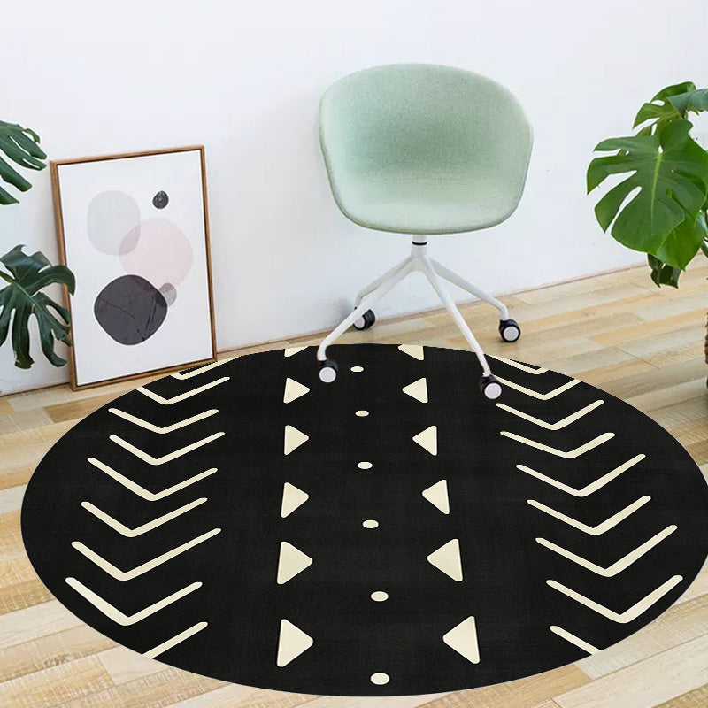 Avelena | Modernist geometrisches Musterteppich mit Streifen Schwarz und Gelb Polyester Teppich rutschfeste Rückseite waschbar haustierfreundlicher Teppich für Schlafzimmer