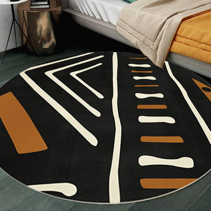 Avelena | Modernist geometrisches Musterteppich mit Streifen Schwarz und Gelb Polyester Teppich rutschfeste Rückseite waschbar haustierfreundlicher Teppich für Schlafzimmer