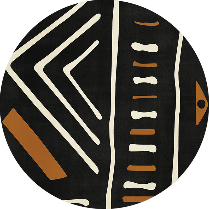 Avelena | Modernist geometrisches Musterteppich mit Streifen Schwarz und Gelb Polyester Teppich rutschfeste Rückseite waschbar haustierfreundlicher Teppich für Schlafzimmer