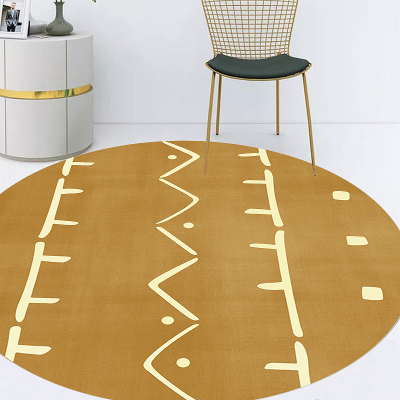 Avelena | Modernist geometrisches Musterteppich mit Streifen Schwarz und Gelb Polyester Teppich rutschfeste Rückseite waschbar haustierfreundlicher Teppich für Schlafzimmer