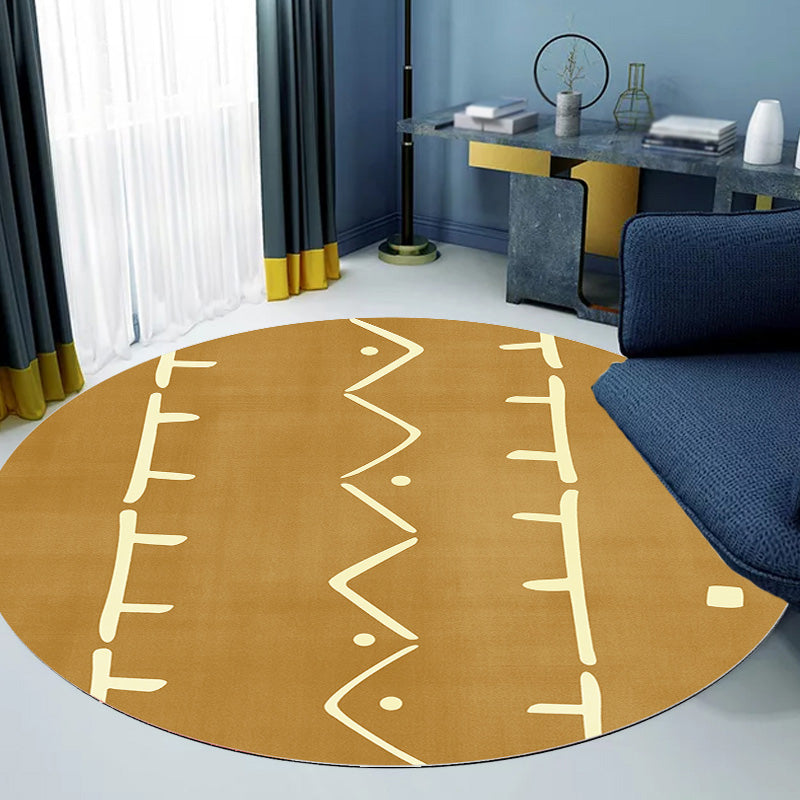 Avelena | Modernist geometrisches Musterteppich mit Streifen Schwarz und Gelb Polyester Teppich rutschfeste Rückseite waschbar haustierfreundlicher Teppich für Schlafzimmer