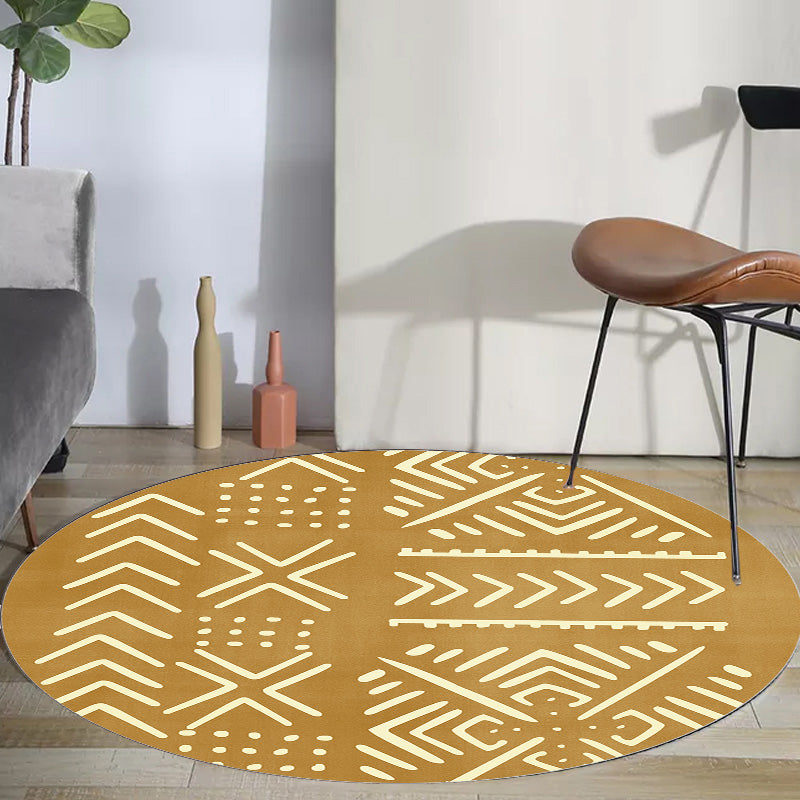 Avelena | Modernist geometrisches Musterteppich mit Streifen Schwarz und Gelb Polyester Teppich rutschfeste Rückseite waschbar haustierfreundlicher Teppich für Schlafzimmer