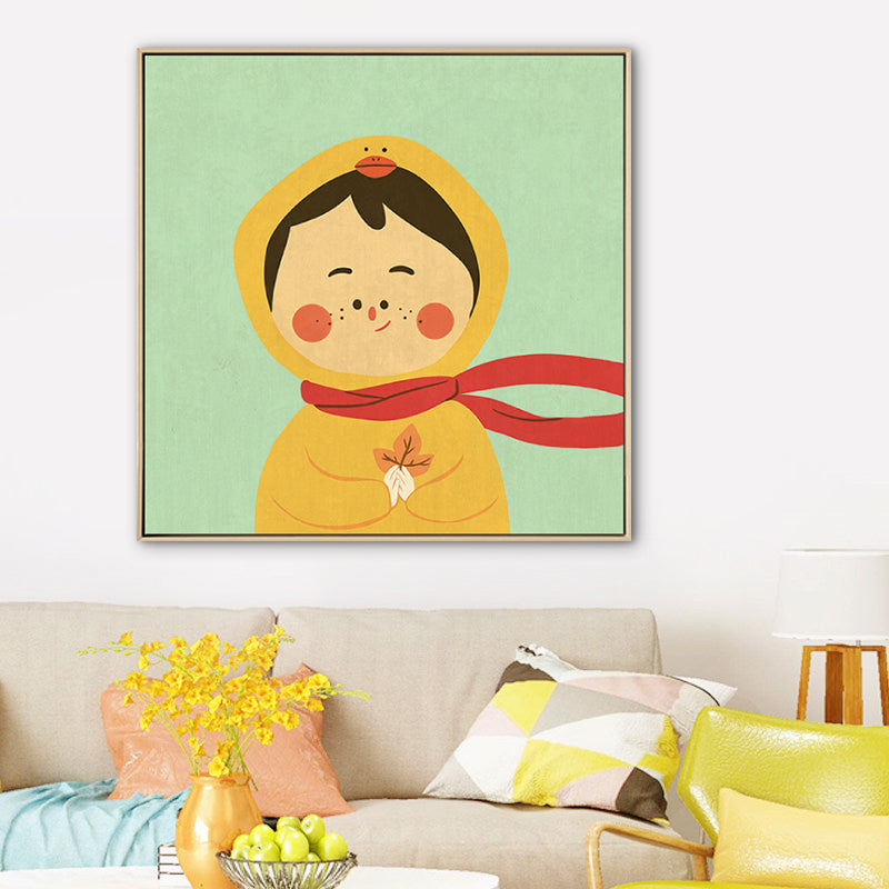Avelena | Kinder Winterbekleidung Wandkunst Leinwand Texturiert Weiche Farbe Wanddekoration für Kindergarten