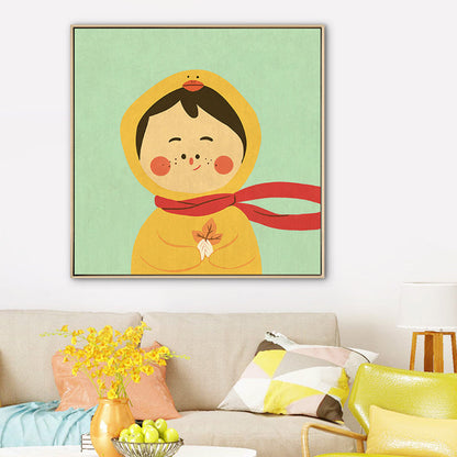 Avelena | Kinder Winterbekleidung Wandkunst Leinwand Texturiert Weiche Farbe Wanddekoration für Kindergarten