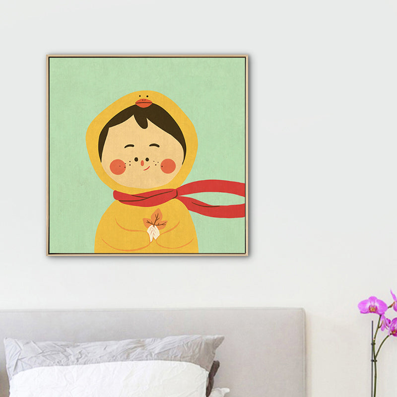 Avelena | Kinder Winterbekleidung Wandkunst Leinwand Texturiert Weiche Farbe Wanddekoration für Kindergarten