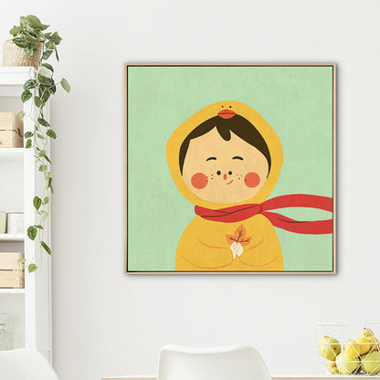 Avelena | Kinder Winterbekleidung Wandkunst Leinwand Texturiert Weiche Farbe Wanddekoration für Kindergarten