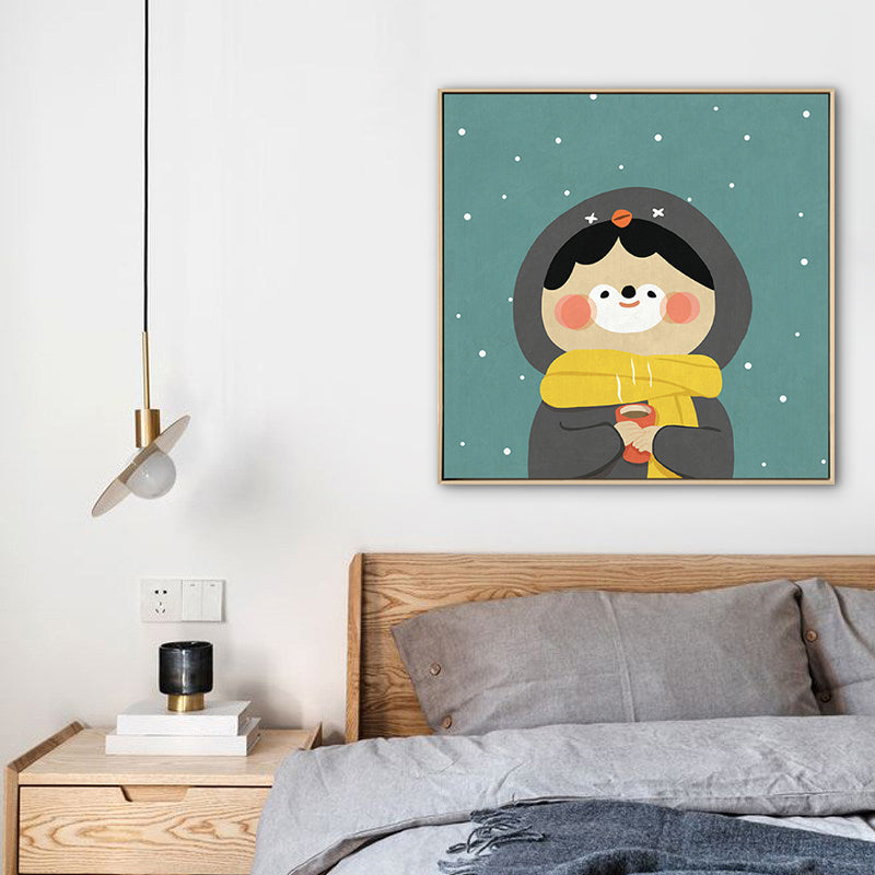 Avelena | Kinder Winterbekleidung Wandkunst Leinwand Texturiert Weiche Farbe Wanddekoration für Kindergarten