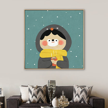 Avelena | Kinder Winterbekleidung Wandkunst Leinwand Texturiert Weiche Farbe Wanddekoration für Kindergarten