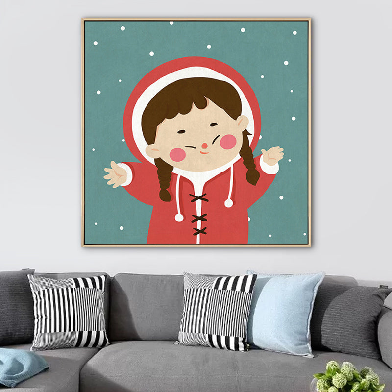 Avelena | Kinder Winterbekleidung Wandkunst Leinwand Texturiert Weiche Farbe Wanddekoration für Kindergarten