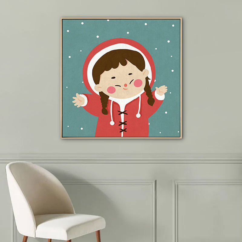 Avelena | Kinder Winterbekleidung Wandkunst Leinwand Texturiert Weiche Farbe Wanddekoration für Kindergarten