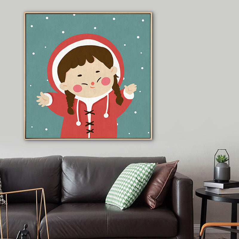 Avelena | Kinder Winterbekleidung Wandkunst Leinwand Texturiert Weiche Farbe Wanddekoration für Kindergarten