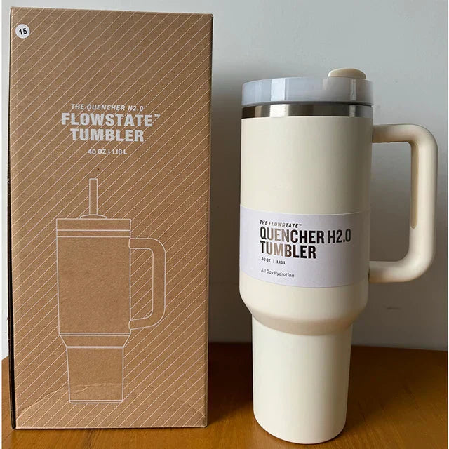 Avelena | Vakuumisolierte Tasse mit Deckel und Strohhalm Thermotumbler