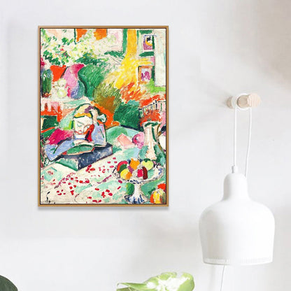 Avelena | Mädchen Buch Lesen Malerei Grün Moderne Kunst Leinwand Wandkunst für Schlafzimmer, Texturiert