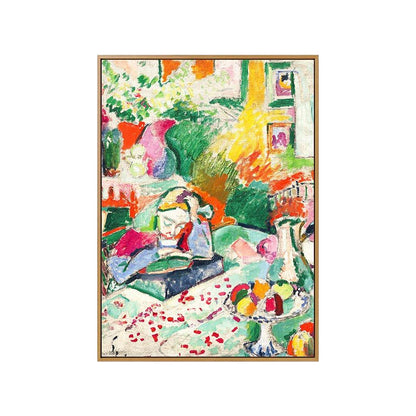 Avelena | Mädchen Buch Lesen Malerei Grün Moderne Kunst Leinwand Wandkunst für Schlafzimmer, Texturiert