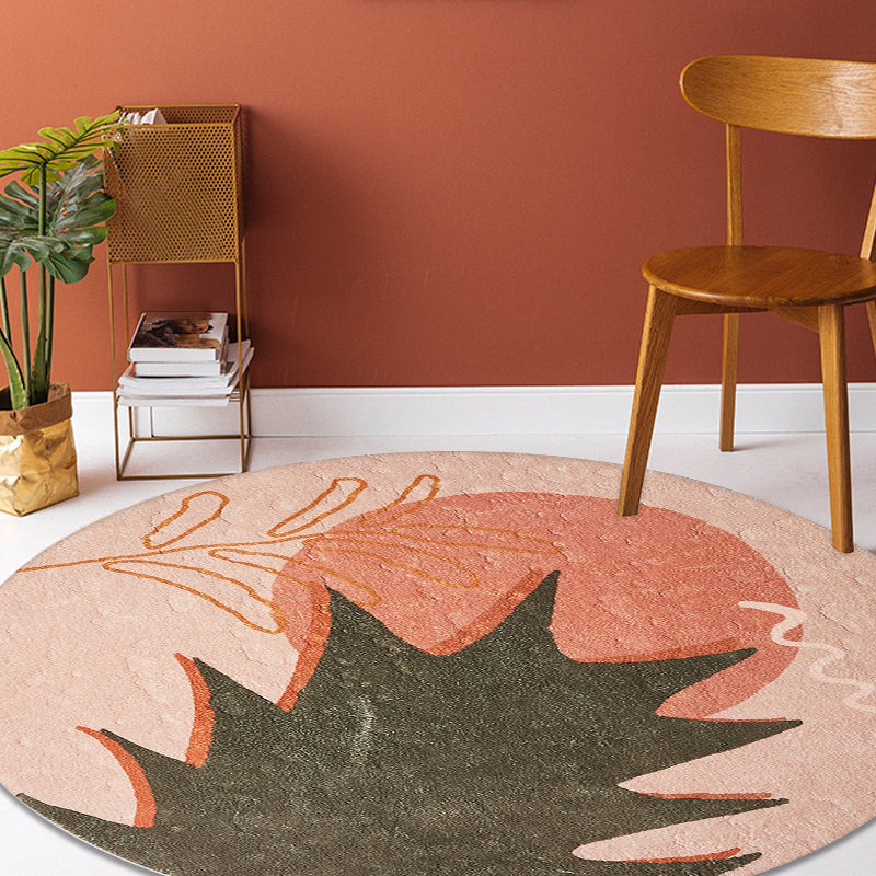 Avelena | Roter und rosa abstrakter Teppich Polyester moderner Teppich haustierfreundlich waschbar rutschfester Teppich für das Wohnzimmer