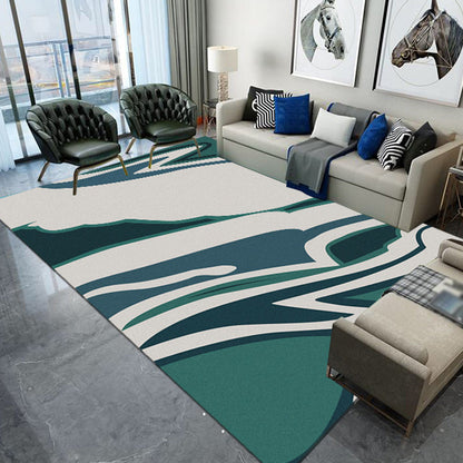 Avelena | Mehrfarbiges Colorblock-Teppich Polyester Moderner Teppich Haustierfreundlich Waschbar Rutschfester Teppich für Das Wohnzimmer