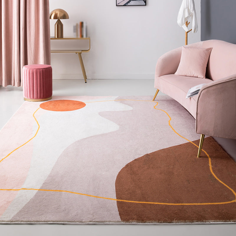 Avelena | Mehrfarbiges Colorblock-Teppich Polyester Moderner Teppich Haustierfreundlich Waschbar Rutschfester Teppich für Das Wohnzimmer