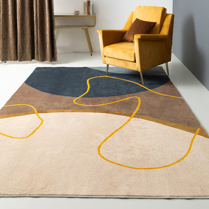 Avelena | Mehrfarbiges Colorblock-Teppich Polyester Moderner Teppich Haustierfreundlich Waschbar Rutschfester Teppich für Das Wohnzimmer