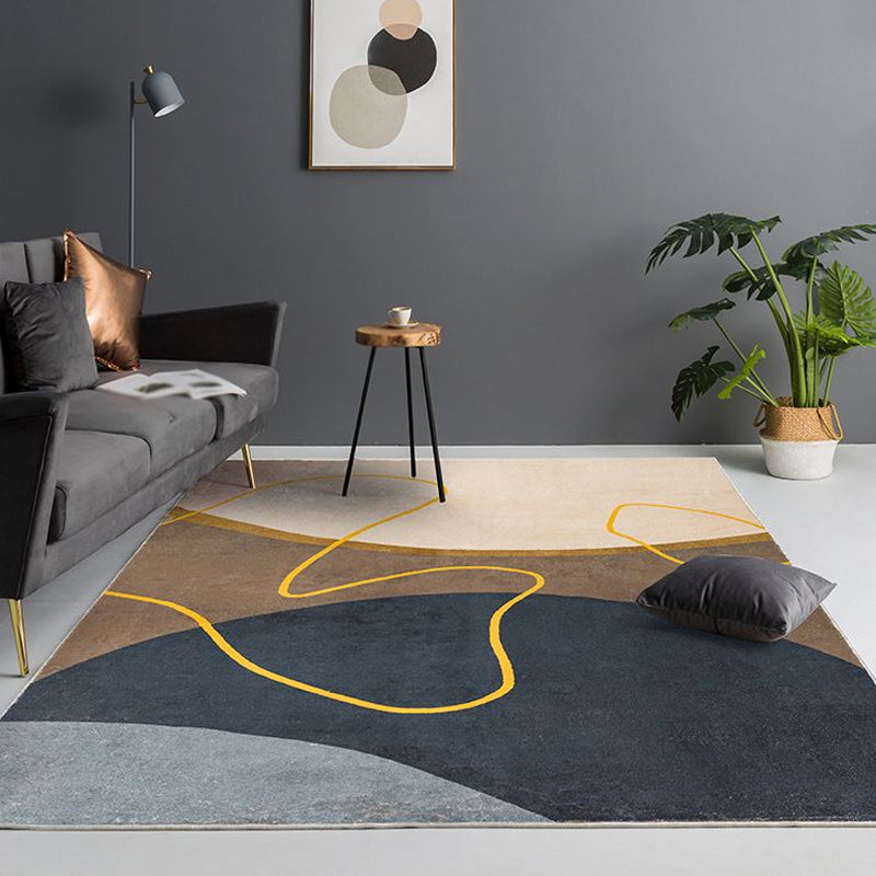 Avelena | Mehrfarbiges Colorblock-Teppich Polyester Moderner Teppich Haustierfreundlich Waschbar Rutschfester Teppich für Das Wohnzimmer