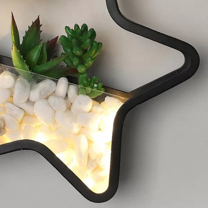 Avelena | Faux Sukkulent Pflanze Wandlicht Metall Stein Modern Kreativ Wandleuchte In Schwarz für Schlafzimmer