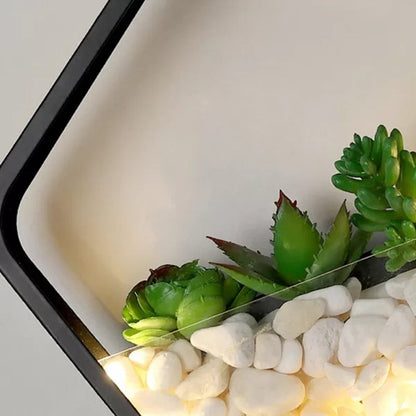 Avelena | Faux Sukkulent Pflanze Wandlicht Metall Stein Modern Kreativ Wandleuchte In Schwarz für Schlafzimmer