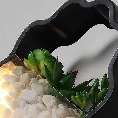 Avelena | Faux Sukkulent Pflanze Wandlicht Metall Stein Modern Kreativ Wandleuchte In Schwarz für Schlafzimmer