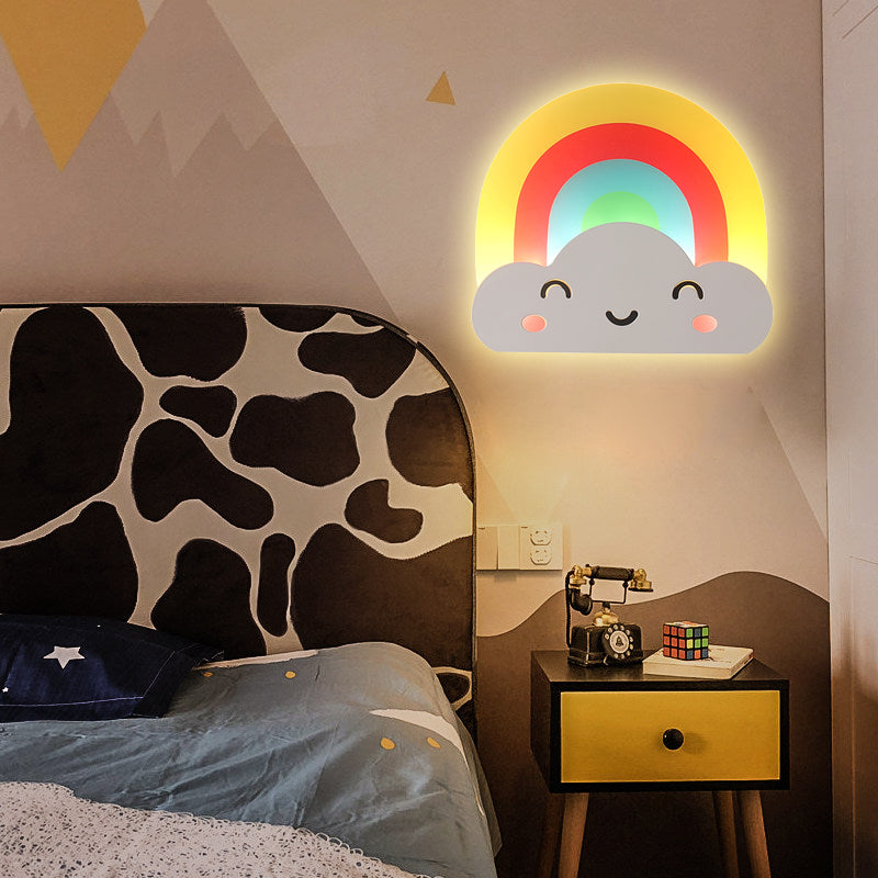 Avelena | Kinder Regenbogen Cloud Wandleuchte Acryl Mehrfarben Wandlampe für Baby Schlafzimmer Flur