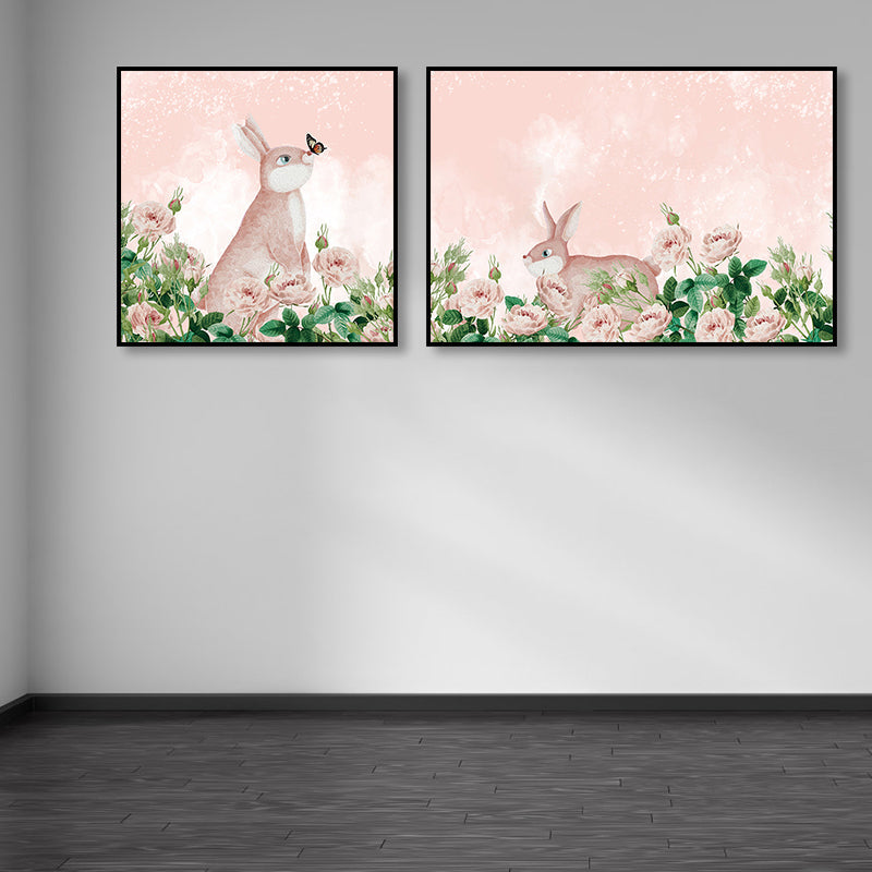Avelena | Tiere Wanddekoration Kinderkunst Texturiertes Wohnzimmer-Leinwand In Sanften Farben, Set Von 2