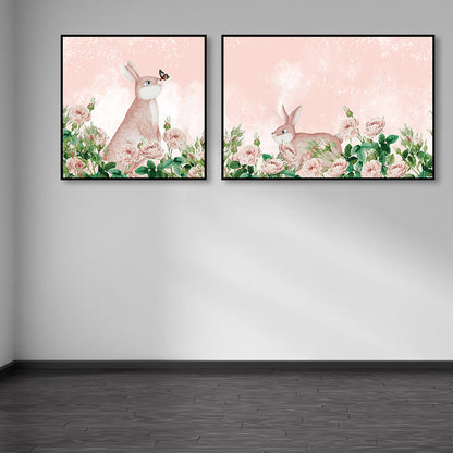 Avelena | Tiere Wanddekoration Kinderkunst Texturiertes Wohnzimmer-Leinwand In Sanften Farben, Set Von 2