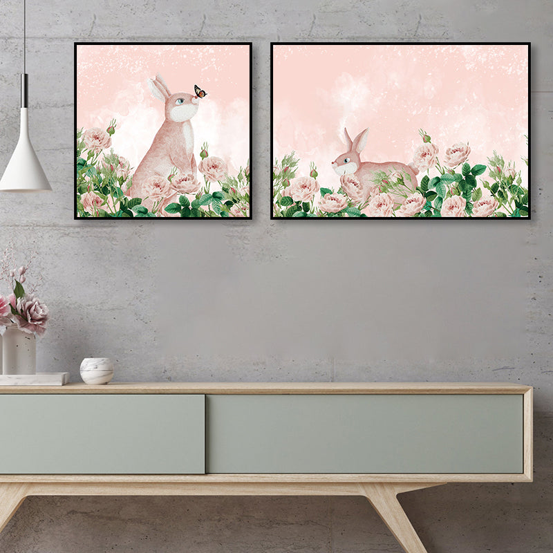 Avelena | Tiere Wanddekoration Kinderkunst Texturiertes Wohnzimmer-Leinwand In Sanften Farben, Set Von 2