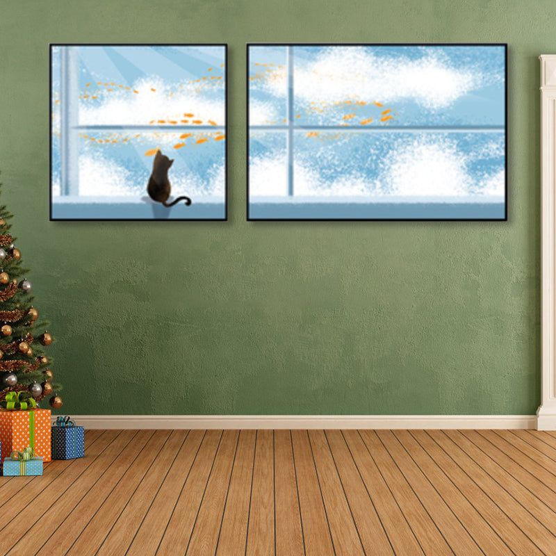 Avelena | Tiere Wanddekoration Kinderkunst Texturiertes Wohnzimmer-Leinwand In Sanften Farben, Set Von 2