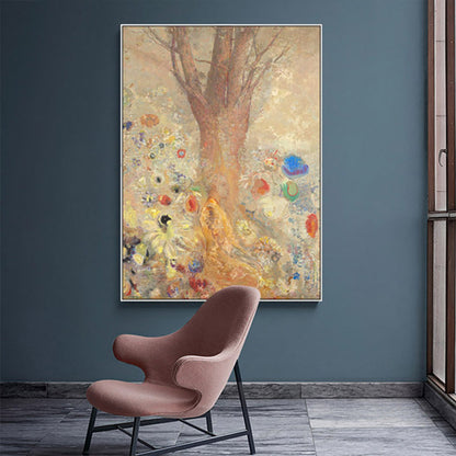 Avelena | Art Nouveau Gemälde Baum Leinwand Braun Religiöses Muster Wanddekoration für Das Wohnzimmer
