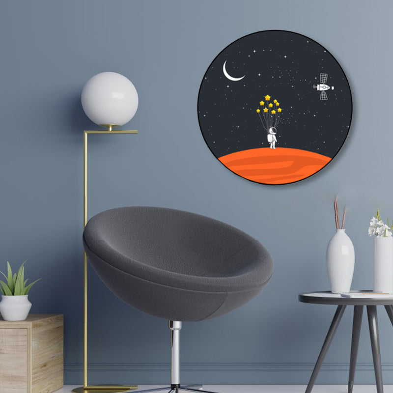 Avelena | Astronaut und Mond Wandkunst Dekor Wohnzimmer Universum Leinwanddruck In Pastellfarbe
