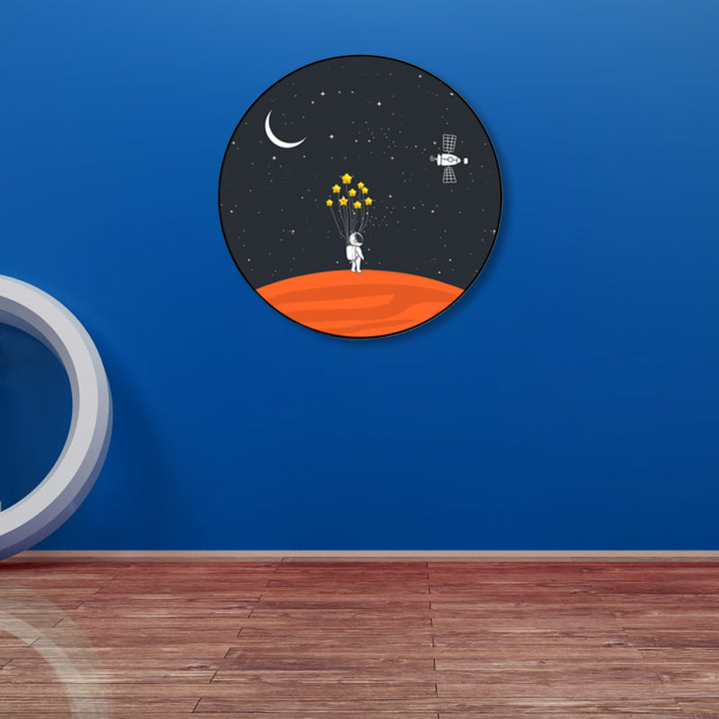 Avelena | Astronaut und Mond Wandkunst Dekor Wohnzimmer Universum Leinwanddruck In Pastellfarbe