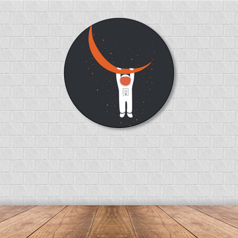 Avelena | Astronaut und Mond Wandkunst Dekor Wohnzimmer Universum Leinwanddruck In Pastellfarbe