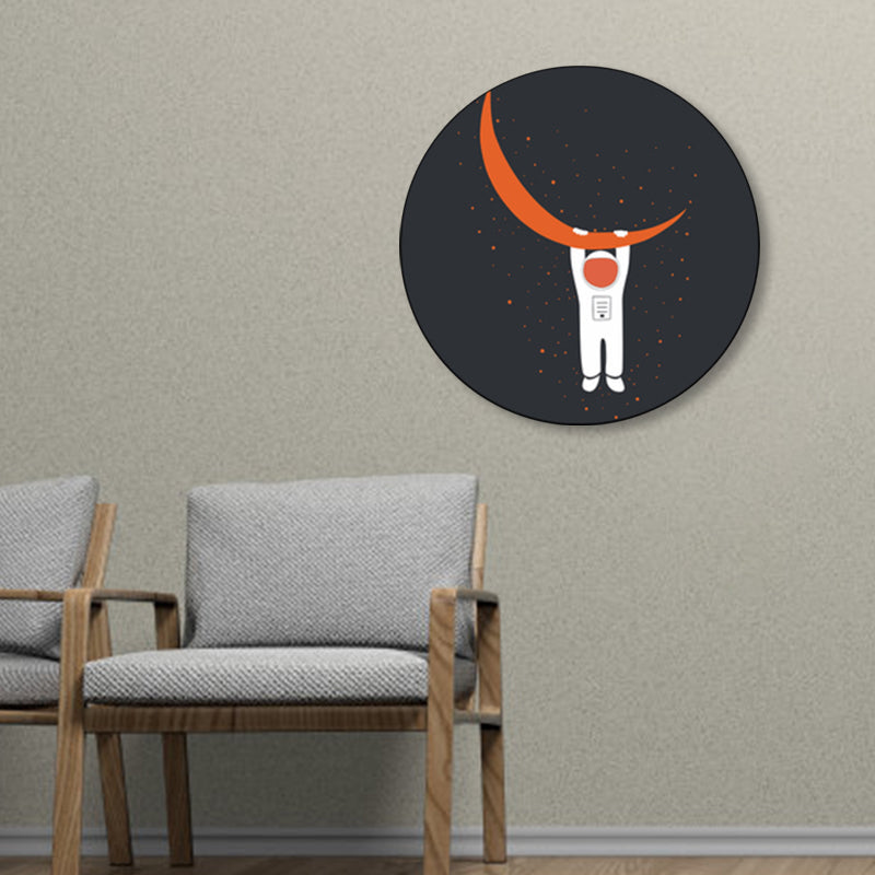 Avelena | Astronaut und Mond Wandkunst Dekor Wohnzimmer Universum Leinwanddruck In Pastellfarbe